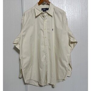 Polo Ralph Lauren Dress Shirt Mens XL Neck 17 Blake Button Up Beige Long Sleeve